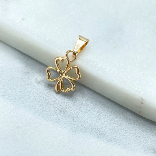 18k Gold Filled Cutout Clover Charm Pendant, Lucky and Protection Charm