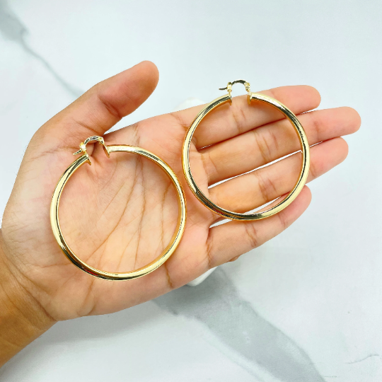 18k Gold Filled 60mm Large Hoop Earrings, Wholesale Jewelry Making Supplies