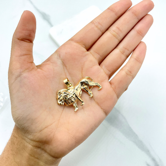 18k Gold Filled Lion's full body Shape Charm Pendant, Animal Lovers Jewelry