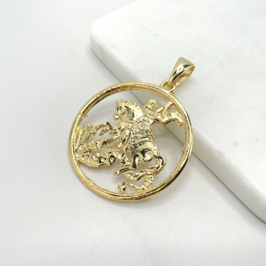 18k Gold Filled Saint George The Dragon Slayer Pendant