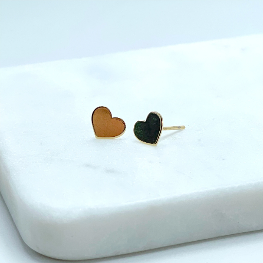 18k Gold Filled 8mm Heart Stud Earrings, Wholesale Jewelry Making Supplies
