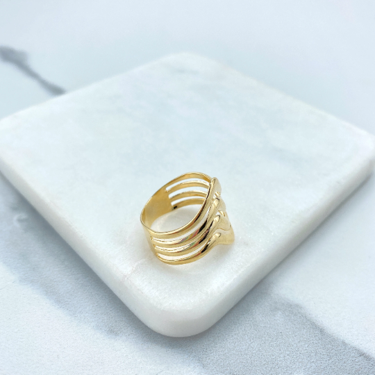 18k Gold Filled Four Waves Simulated Stack Ring