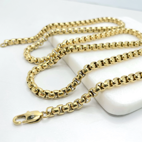 14k Gold Plated On Stainless Steel Box Chain