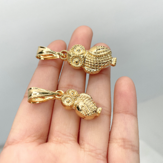 18k Gold Filled Owl Medium or Small Pendant
