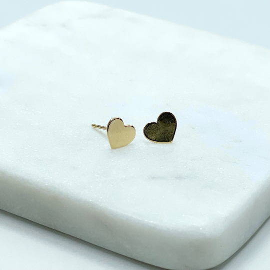 18k Gold Filled 8mm Heart Stud Earrings, Wholesale Jewelry Making Supplies