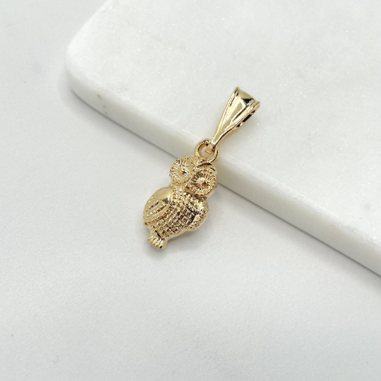 18k Gold Filled Owl Medium or Small Pendant