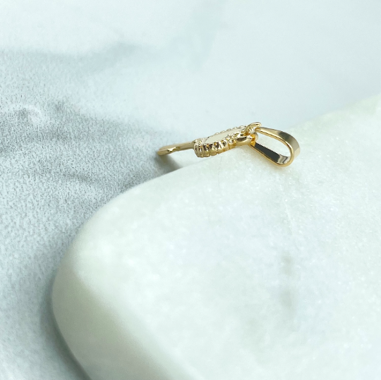 18k Gold Filled Petite Key Heart Shape Charm Pendant, Love & Friendship Inspiration Jewelry