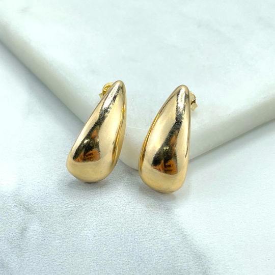 18k Gold Filled Classic & Elegant Tear Shape Jacket Design Earrings, Minimalist Style Jewelry