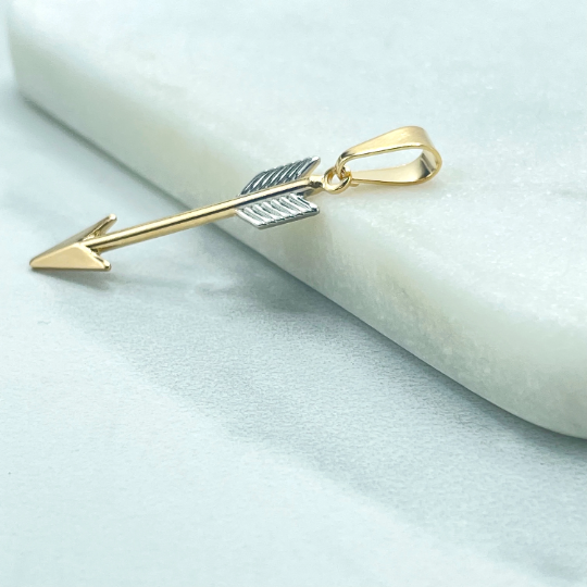 18k Gold Filled Two Tone Arrow Shape Charms Pendant, Cupid Arrow Charms