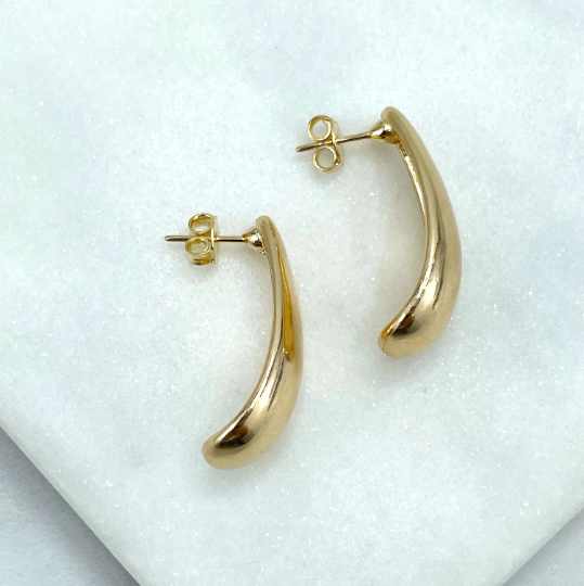 18k Gold Filled Classic & Elegant Tear Shape Jacket Design Earrings, Minimalist Style Jewelry