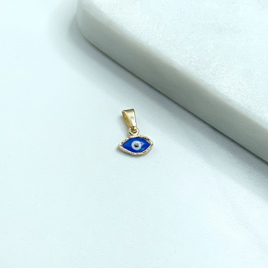 18k Gold Filled Small Evil Eye with Red or Blue Charms Pendant, Wholesale Jewelry Making Supplies