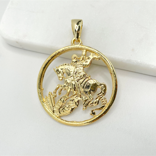 18k Gold Filled Saint George The Dragon Slayer Pendant