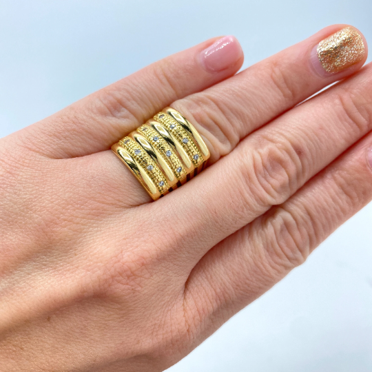 18k Gold Filled Micro Cubic Zirconia Weekly Ring, Anillo Semanario Ring