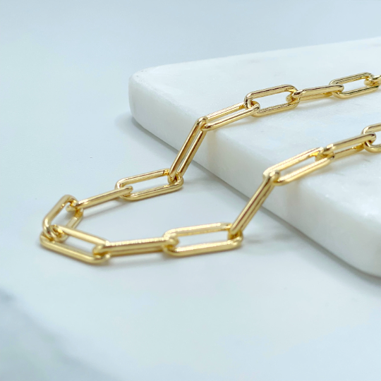 18k Gold Filled 5mm Paperclip Link Chain 16 inches or 18 inches Necklace