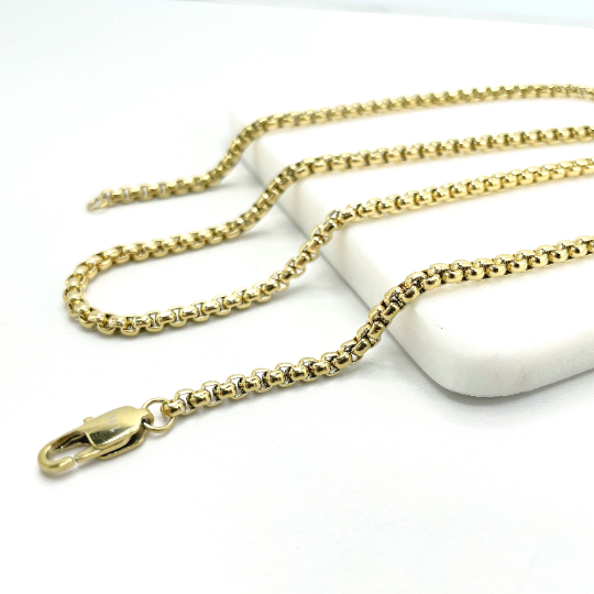 14k Gold Plated On Stainless Steel 3mm Box Chain