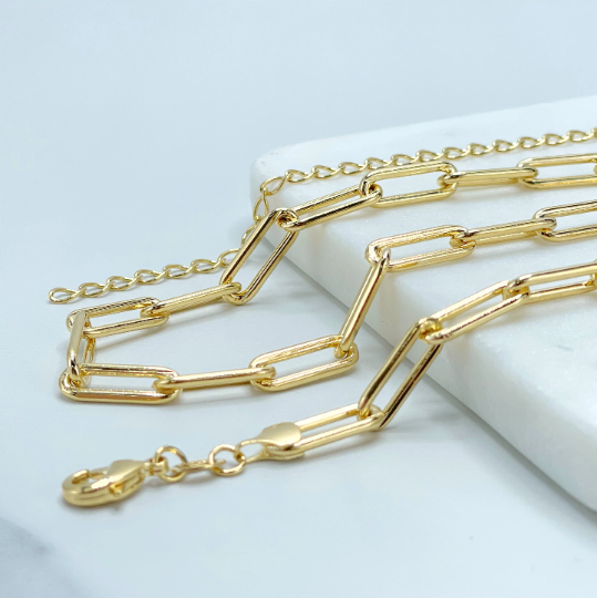 18k Gold Filled 6mm Paperclip Link Chain 16 inches Necklace
