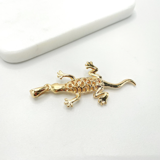 18k Gold Filled Lizard Pendant