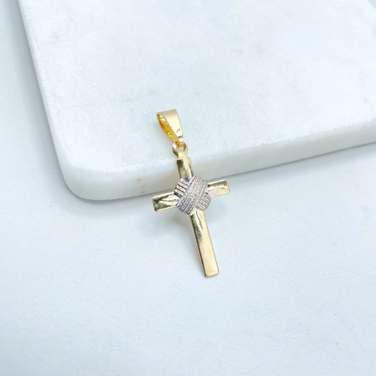 18k Gold Filled Two Tone Wrap Cross Pendant