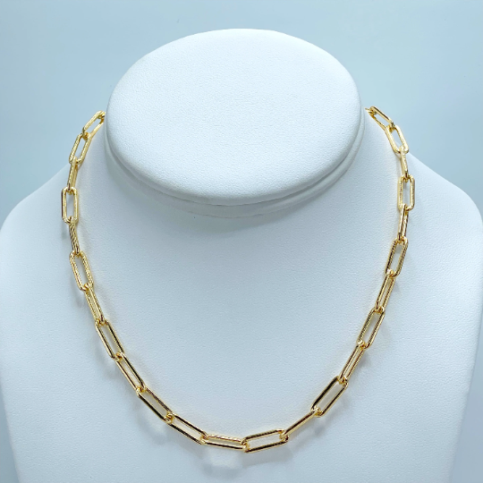 18k Gold Filled 5mm Paperclip Link Chain 16 inches or 18 inches Necklace