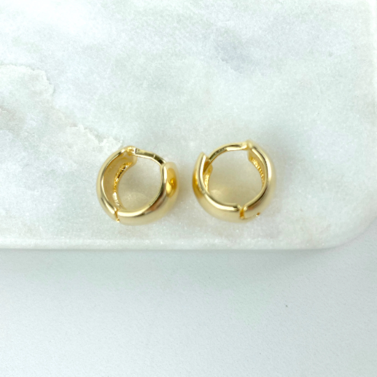 18k Gold Filled 15mm Petite Clicker Earrings Huggies Gold Hoops Dainty Wholesale Jewelry Supplies