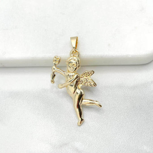 18k Gold Filled Angel Cupid Bow Arrow Pendant