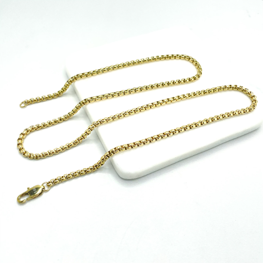 14k Gold Plated On Stainless Steel 3mm Box Chain