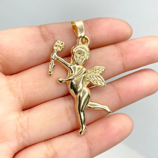18k Gold Filled Angel Cupid Bow Arrow Pendant