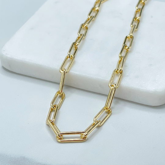 18k Gold Filled 6mm Paperclip Link Chain 16 inches Necklace