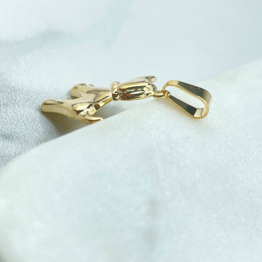 18k Gold Filled Puffed Little Cutie Dog, 3D Puppy Pendant Charm, Pet Lovers Jewelry