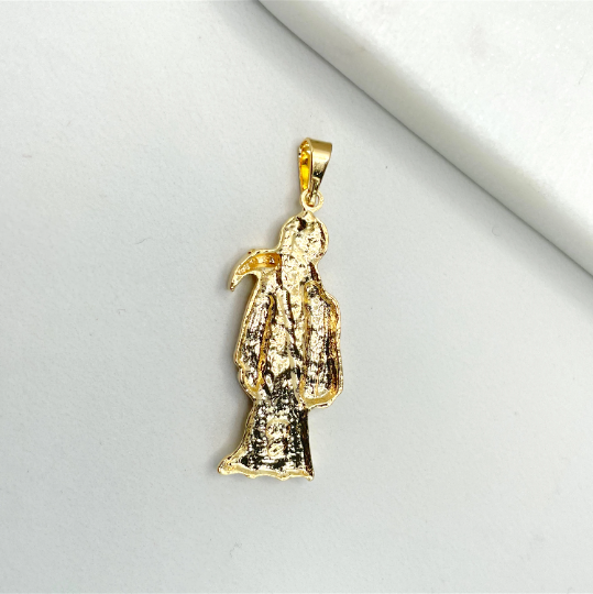 18k Gold Filled Small Santa Muerte, Grim Reaper Pendant