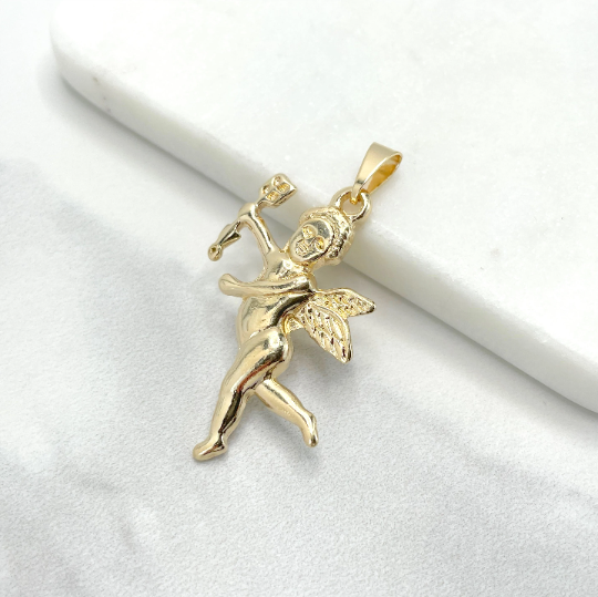 18k Gold Filled Angel Cupid Bow Arrow Pendant