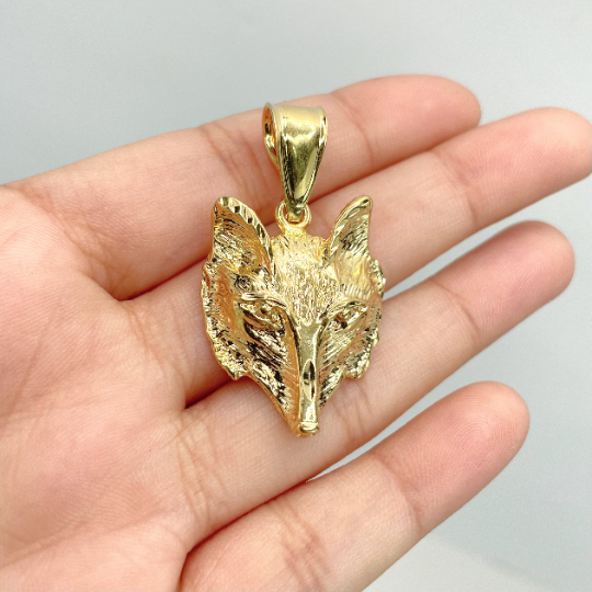 18k Gold Filled Wolf Fox Face Pendant