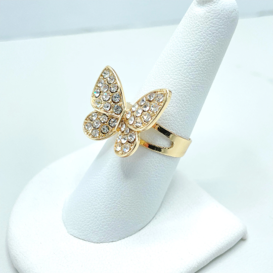 18k Gold Filled Cubic Zirconia Butterfly Hug & Kisses XOXO Design Set