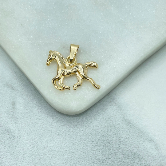 18k Gold Filled Puffed 3D Running Horse Charm Pendant, Pet Animals Lovers
