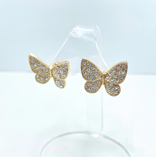18k Gold Filled Cubic Zirconia Butterfly Hug & Kisses XOXO Design Set