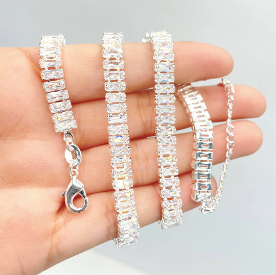 Silver Filled Featuring Clear White CZ Choker or Bracelet