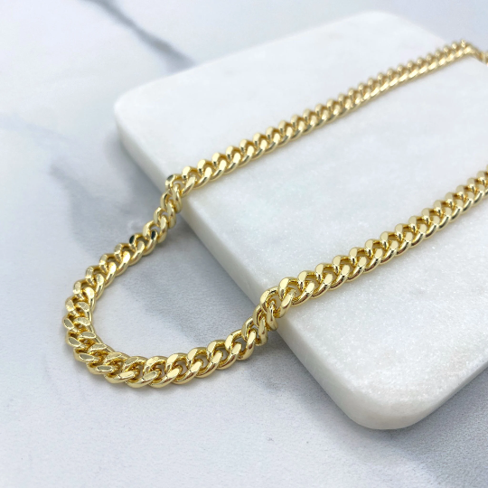 18k Gold Filled 6mm Curb Link Chain, Flat Cuban Link Chain, Bracelet or Anklet