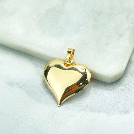 18k Gold Filled 3D Puffed Heart Pendant Charm