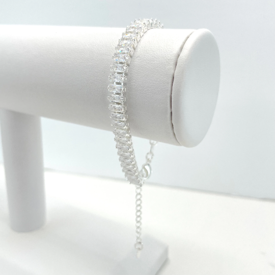 Silver Filled Featuring Clear White CZ Choker or Bracelet
