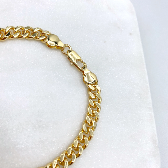 18k Gold Filled 6mm Curb Link Chain, Flat Cuban Link Chain, Bracelet or Anklet