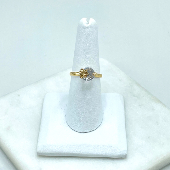 18k Gold Filled Colored Zirconia Solitaire Birthstone Wedding Couple Birth Stone Rings, Wholesale Jewelry Making Supplies