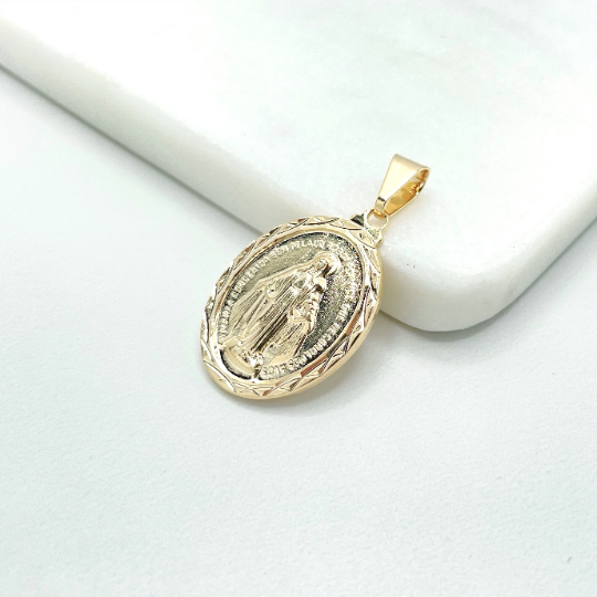 18k Gold Filled La Milagrosa, Maria's Prayer Oval Charms