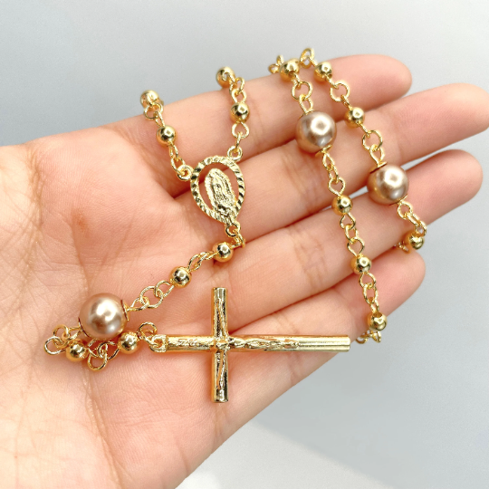 18k Gold Filled Two Tone Guadalupe Virgin Rosary