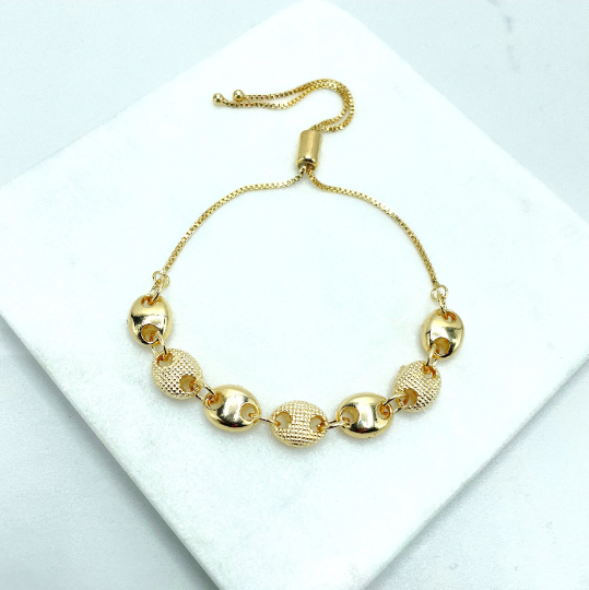 18k Gold Filled  Puffy Mariner Adjustable Bracelet