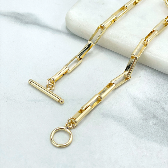18k Gold Filled 5mm Paperclip Chain with Toggle Claw, Chain or Bracelet