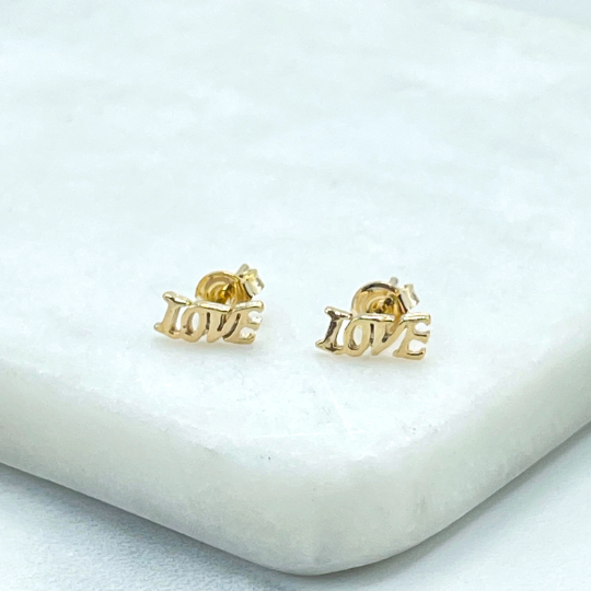 18k Gold Filled LOVE Word Pettie Stud, Kids Earrings