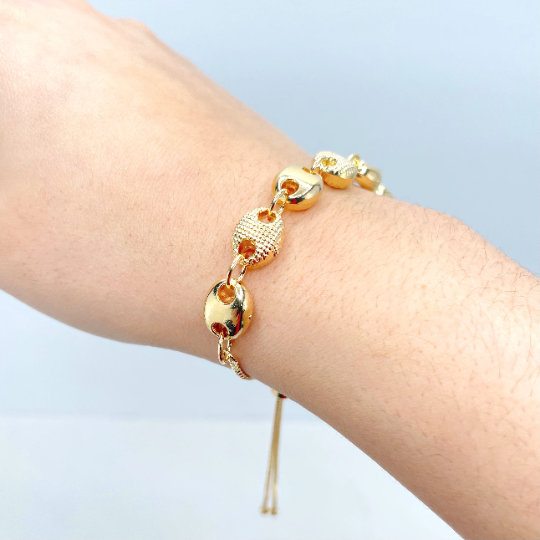 18k Gold Filled  Puffy Mariner Adjustable Bracelet