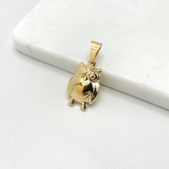 18k Gold Filled Puffed Little Owl Pendant