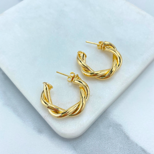 18k Gold Filled 25mm Classic Twisted C-Hoop Earrings