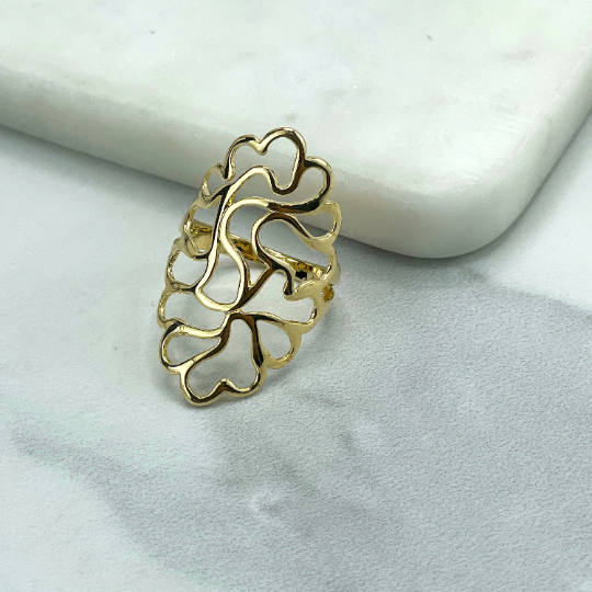 18k Gold Filled, Timeless Long Hollow, Freeform, Floral Filigree Ring, Wholesale Jewelry Making Supplies